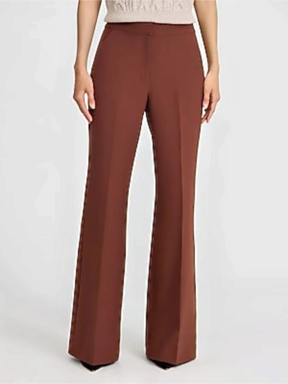 Editor Studio Stretch Twill High Waisted Flare Trouser Hickory Brown 4 Short